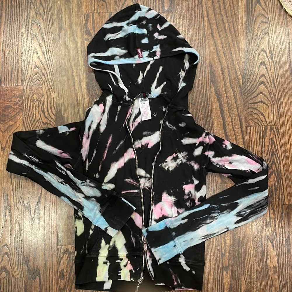 Women’s size XS colorful tie dye zip up sweatshirt